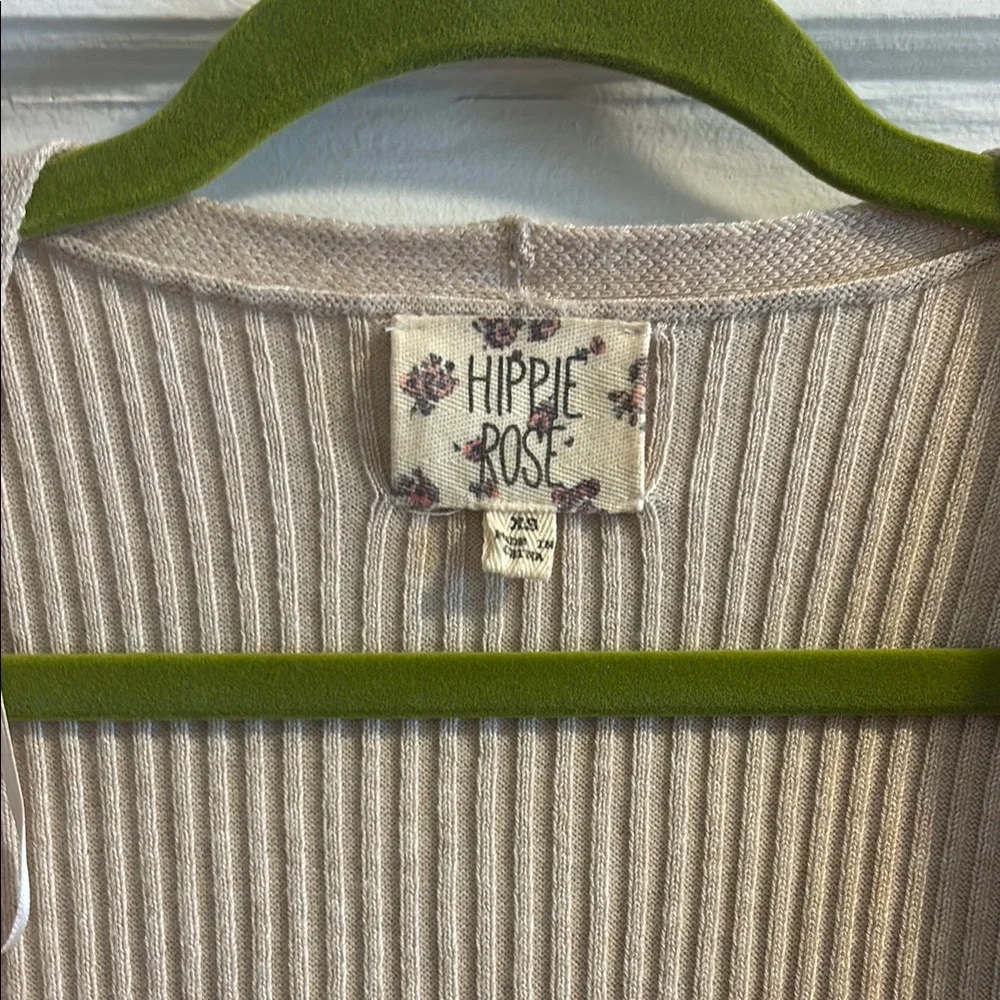 Beige Longline Ribbed Cardigan - Picture 2 of 3